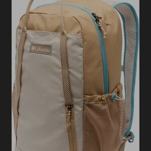 Columbia Beige & Cream Backpack with Teal Trim